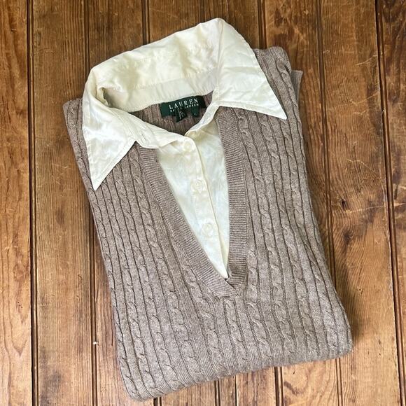 Women’s vintage Ralph Lauren Silk-Cashmere cable knit Sweater size extra large - Picture 3 of 8
